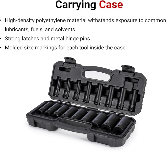 TEKTON 1/2 Inch Drive Impact Socket Set, 17-Piece | SID92337 | (5/16 - 1-1/4 in.), Deep, 12-Point, Case