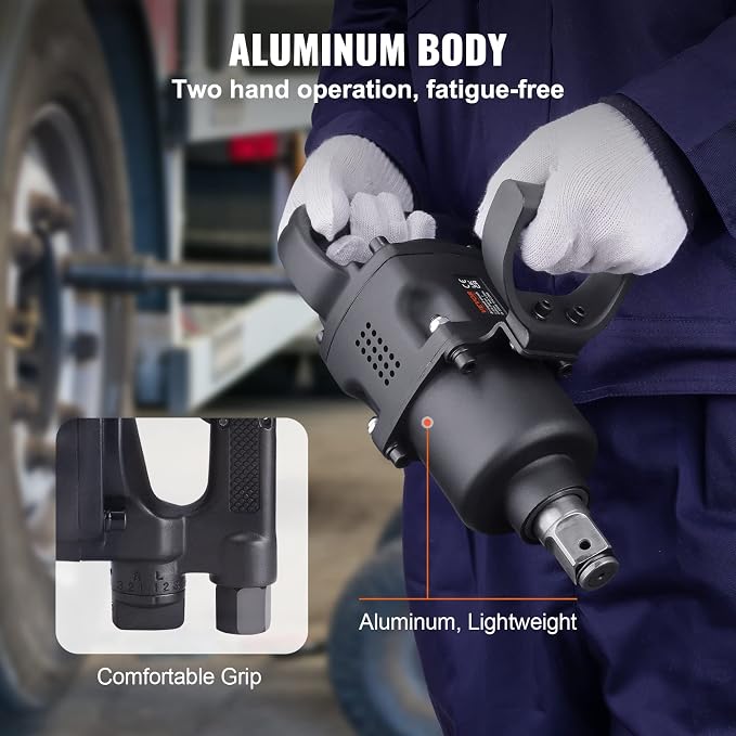 VEVOR 1 Inch Air Impact Wrench Up to 2730 ft-lbs Reverse Torque | Pneumatic Driven, Forward/Reverse Control, Lightweight with 2 Handles, Ideal for Heavy Duty Repairs and Maintenance