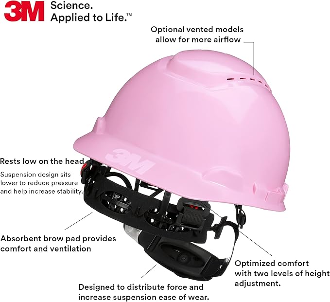 3M Hard Hat SecureFit H-700 Series Cap Style Safety Helmet with Uvicator Sensor, 4-Point Pressure Diffusion Ratchet Suspension