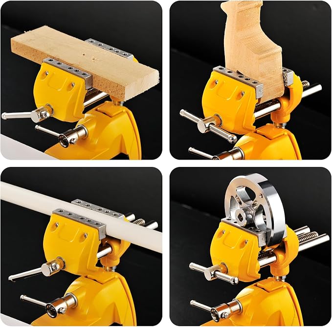 Bench Vise, 360° Swiveling Articulating Vise, Clamp-On Vise for Workbench, Cast Steel Table Clamp Vise, Pipe Vise, Bench Vice for Woodworking, DIY, Drilling, Sawing, Metal Working