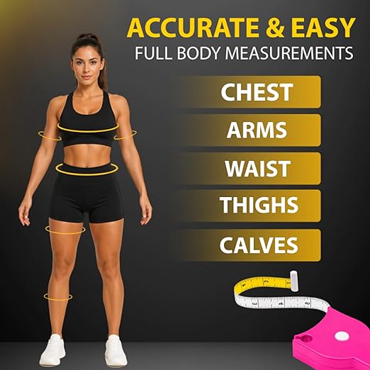 Perfect Body Tape Measure - 80 Inch Automatic Telescopic Tape Measure - Retractable Measuring Tape for Body: Waist, Hip, Bust, Arms, and More (Pink - 80 inch)