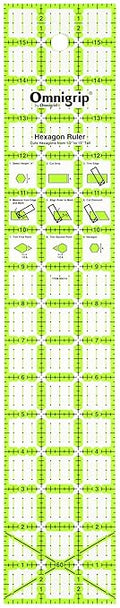 Omnigrid Omnigrip Ruler Hexagon 3in x 16in Rulers & Accessories, 3" x 16",White