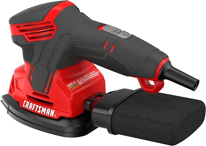 CRAFTSMAN Detail Sander, Corded Mouse Sander for Woodworking, Includes 2 Attachments, Sandpaper Sheets and Dust Bag (CMEW210)