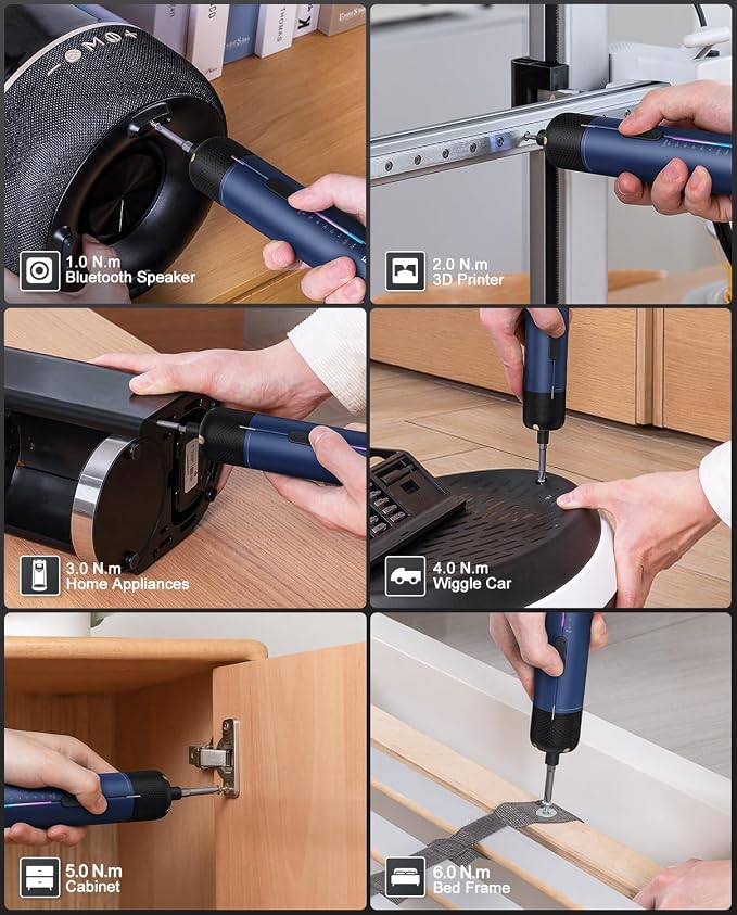 Fanttik S2 Pro Electric Screwdriver, Cordless Screwdriver Set, 7 Torque Settings, 0.5 to 6N.m, 20 Magnetic Bits, 1/4''Hex Shank, with 90° Angle Adapter, for Furniture, Household Repairs(Navy Blue)