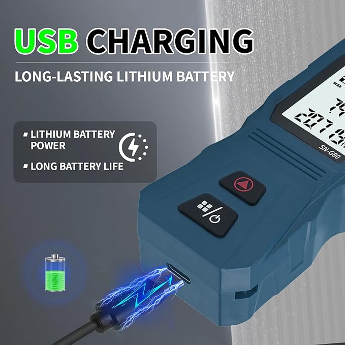 Mini Green Laser Distance Meter 262Ft – Rechargeable Digital Measuring Tool with USB Type-C, Area/Volume Modes, Max/Min, ±3mm Accuracy, Pocket-Sized Compact Design