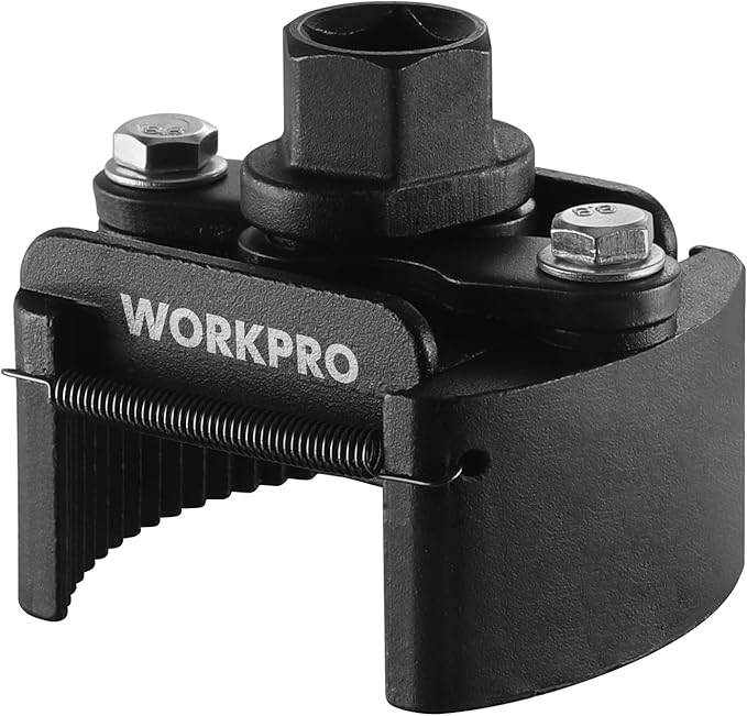 WORKPRO Universal Oil Filter Wrench (60-80mm) Adjustable with Auto-Clamp Spring, Oil Filter Removal Tool, Oil Filter Change Set, Ideal for Engine Filters, Conduit, & Fittings