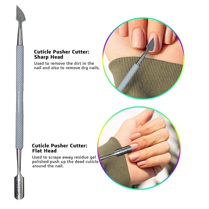 Professional Cuticle Trimmer Nail Cuticle Cutter Stainless Steel Cuticle Nippers with Sharp Blades Double Spring Manicure Tools for Nail Care Pedicure Home Spa (Gray - Pusher Included)