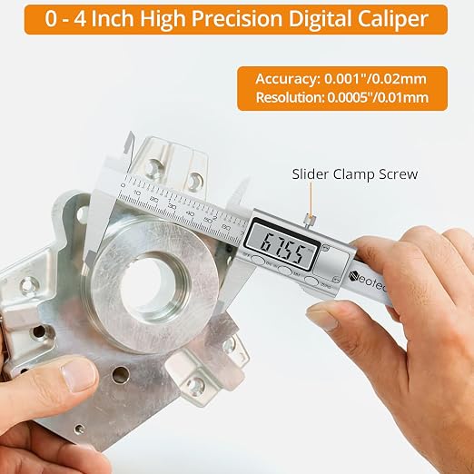 Neoteck 4 inch/100mm Digital Caliper, Stainless Steel Electronic Calipers Measuring Tool inch/mm Conversion, Large LCD Screen