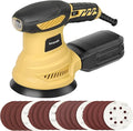 Random Orbital Sander, 2.5Amp 4.9-Inch Corded Palm Sander, Max 13000 OPM Electric Drywall Sander with 6 Variable Speed, 20Pcs Sandpapers and Dust Bag for Woodworking, Sanding, Polishing