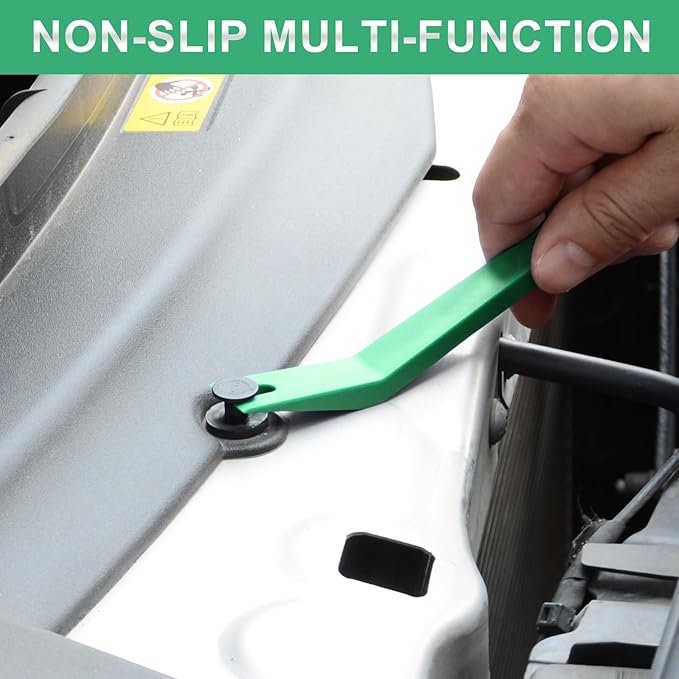 11 PCS AutoTrim Removal Tool Kit, Metal Pry Tool Auto Fastener Remover Pry Bar Set Trim Remover Kits for Vehicle Door Panel, Audio Radio Panel, Dashboard Repair Kit Green