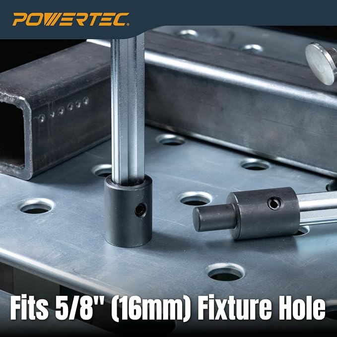 POWERTEC 2PK Welding Clamp with T-Handle – 8" Max Opening, 4" Throat Depth – Fits 5/8" (16mm) Welding Table Holes, Heavy-Duty Workbench Screw Clamp for Welding & Fabrication (72244-P2)