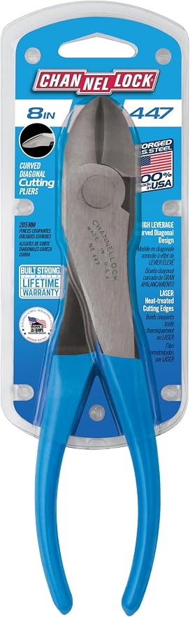 Channellock Diagonal Cutting Plier 447 - Curved Jaw, Side-Cutting - 7.5-Inch