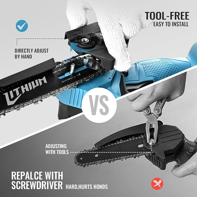 Mini Chainsaw Cordless 6 Inch with 2 Batteries Powered 40V Electric Power Chain Saws with Security Lock, Upgraded Handheld Small Chainsaw for Wood Cutting Trimming