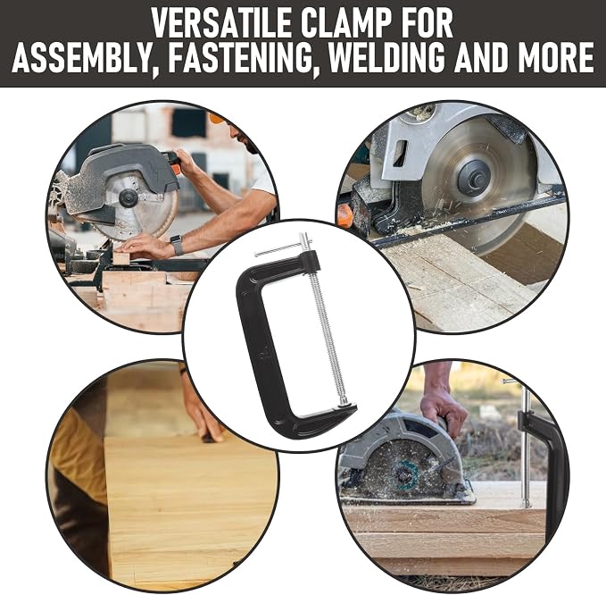 4Pcs 8 Inch C Clamp Heavy Duty C-Clamps Quality Iron C-Clamps Industrial Strength C Clamp Set for Woodworking Welding Building Metal Workpiece