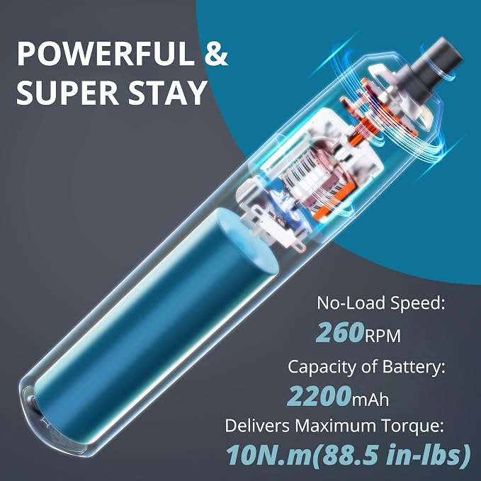 Tilswall 4V Electric Screwdriver Cordless, 10N.m High Torque /260 RPM, Cordless Screwdriver with 4-Level Control, 2200mAh USB-C Fast Charging, 25pc S2 Steel Bits for DIY and Home Repairs (Blue) -W122