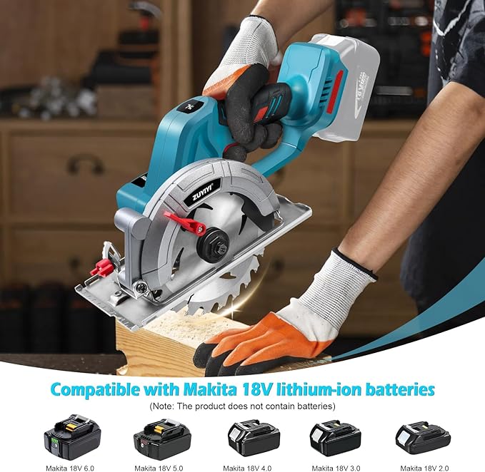 6 Inch Cordless Mini Circular Saw for Makita 18V Battery(Not Inclued), 12000RPM 2"(90°) Cutting Depth, Brushless Compact Tile Saw for Wood, Tile, Metal, Plastic, for 5-1/2, 5-3/8 Inch Blade