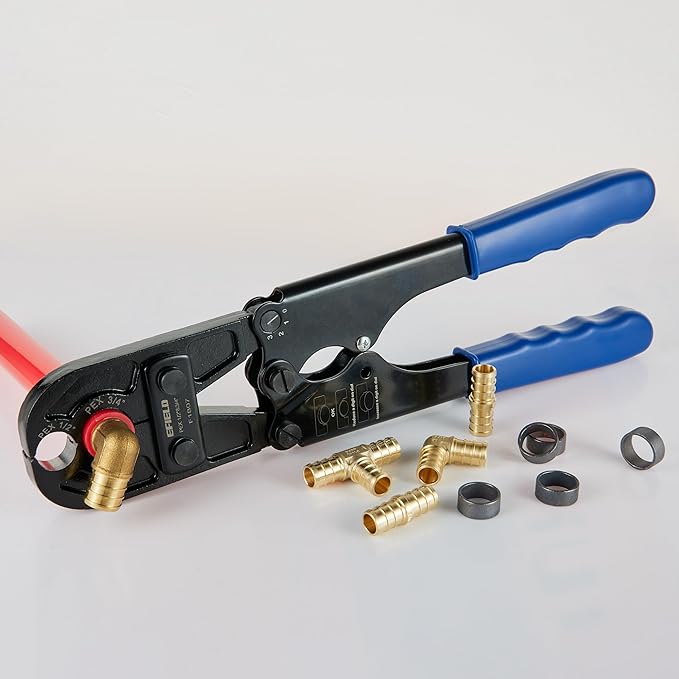 PEX Crimping Tool,1/2Inch,3/4Inch Combo Crimp Copper Rings Tool, Conforms to ASTM F1807 Standards,with Go-No-Go Gauge &Cutter(TOOL013)