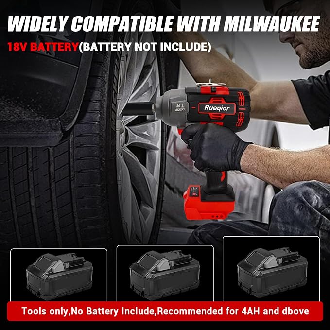 Cordless Impact Wrench 1/2" Compatible with Milwaukee 18V Battery, Impact Wrench 1000FT-LBS(1360N.m) High Torque Brushless Electric Impact Power Impact Driver for Car, Truck(No Battery)
