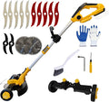 Electric Weed Wacker Eater Cordless Brush Cutter Battery Powered Weed Trimmer with Wheels 4 in 1 Brushless GrassTrimmer/Lawn Edge Compatible with Dewalt 20V Battery(Battery Not Included)