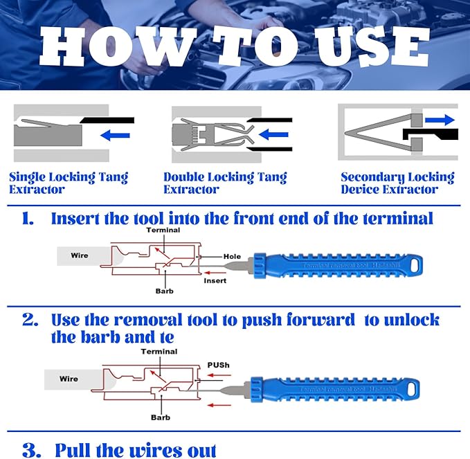 21+1Pcs Terminal Removal Tool Kit with Blow-Molded Case - Automotive Electrical Terminal Connector Separator Removal Tools Depinning Tool Kit for Most Connectors,Blue
