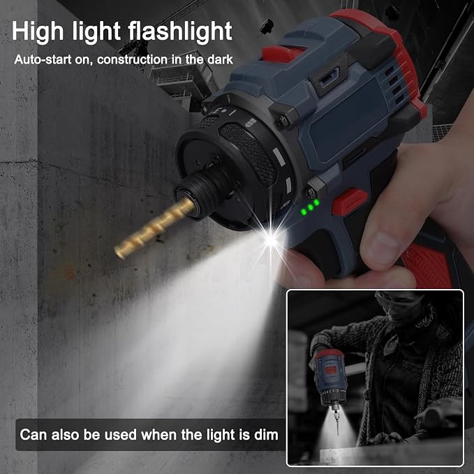 Dioche Electric Screwdriver 16.8V Multi Function Brushless Cordless Impact Screwdriver (2pcs Batteries US Plug)