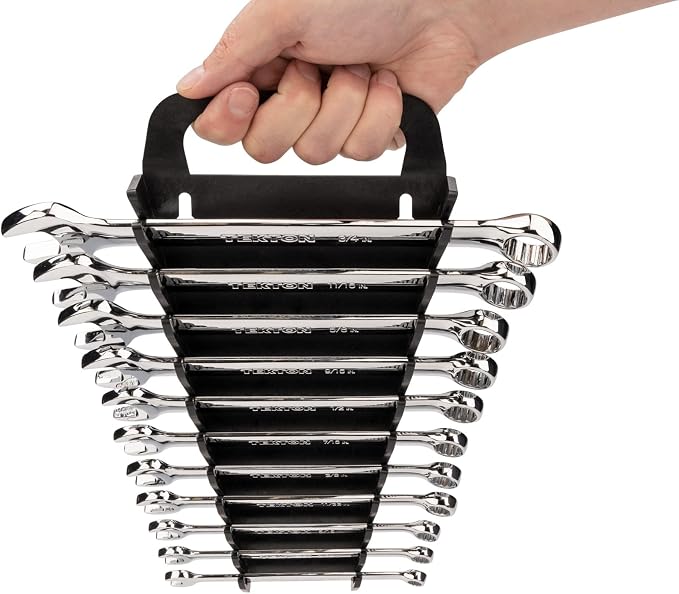 TEKTON Combination Wrench Set, 11-Piece (1/4-3/4 in.) - Holder | WCB91101 | (1/4 - 3/4 in.), Wrench Holder, Chrome Finish