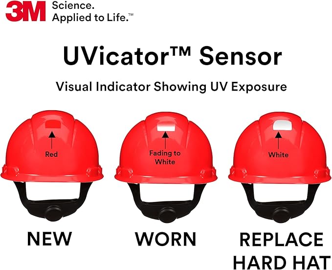 3M Hard Hat SecureFit H-700 Series Cap Style Safety Helmet with Uvicator Sensor, 4-Point Pressure Diffusion Ratchet Suspension