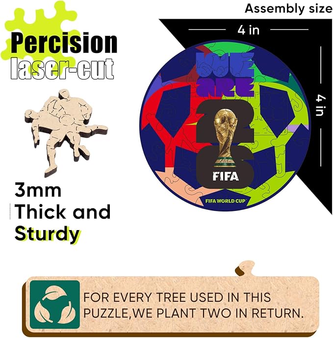 FIFA World Cup 2026 Edition Football 26PCS Wooden Pocket Puzzle