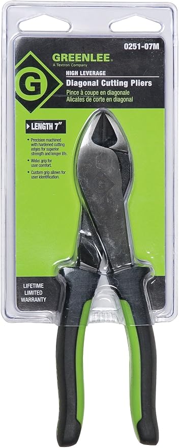 Greenlee 0251-07M Diagonal Cutting Pliers, Mini Molded Grip, 7"