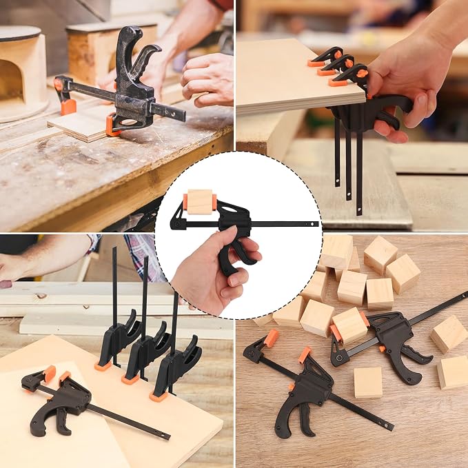 20 Pack 4 Inch F Bar Clamp, Medium Duty 70lbs One Handed Clamps/Spreader, Bar Clamps for Woodworking, Crafting, by GENHAKON