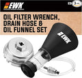 EWK 64mm Oil Filter Wrench, Drain Hose & Oil Funnel Set, Complete No-Mess Forged Aluminum Oil Change Kit for Toyota, Lexus, Scion 2.0L - 5.7L Engines
