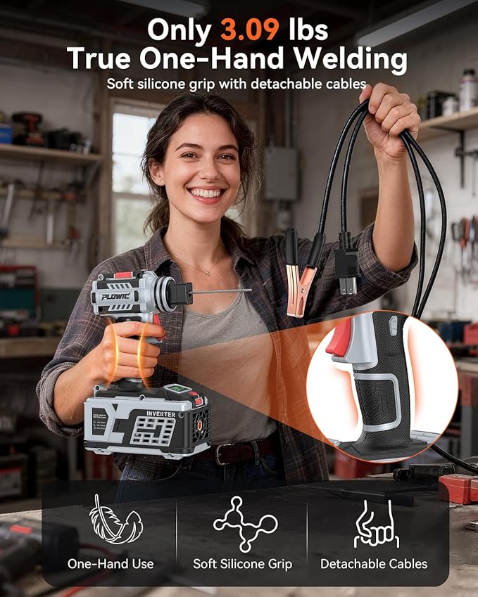 Portable Welding Machine:【2026 Next-Gen】110V Handheld Welder with Balanced Design, LCD Display & 3 Modes (MMA/Hot Start/Arc Force), 200A IGBT Inverter ARC Welder Gun Fits 1/16"-1/8" Rods, Gray