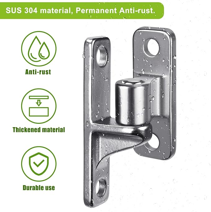 Insaga 304 Stainless Steel Gate Hinges, One Piece Non-Welding Heavy Duty with 5/8'', 2Pack Wall Mount Gate Hinges for Farm Gates and Wooden Fences, Capacity up to 600lbs