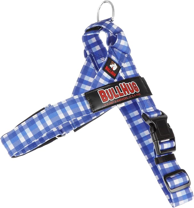 Adjustable Dog Harness– No Pull, No Choke – for English Bulldogs, French Bulldogs, Pugs & Broad-Chested Breeds – Easy, Safe Walks (BLUEWHITE, XL)