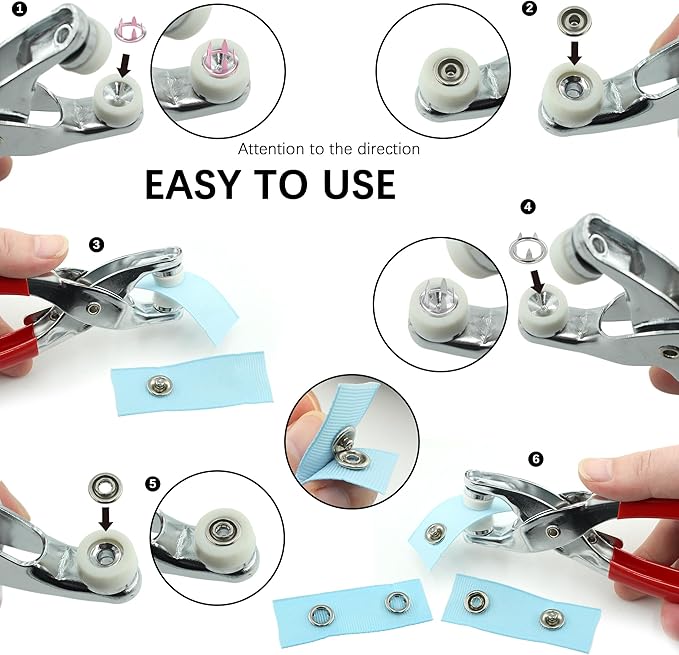 200 Sets Snaps Buttons Fastener kit Hollow Steel Prong Snaps Buttons with Pliers Press Tool for DIY Crafts Clothes Hats Bags Sewing (Hollow)