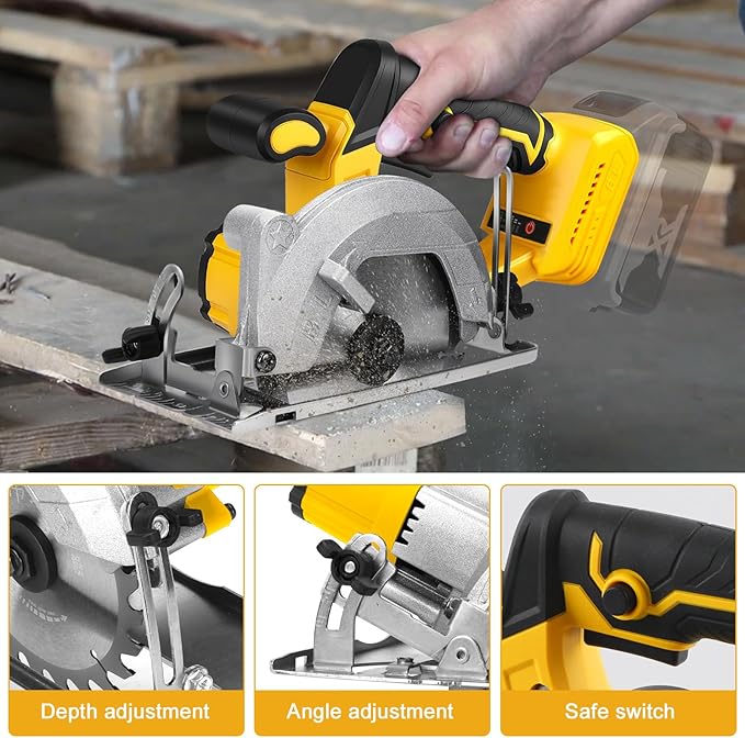 5.5 Inch Circular Saw Compatible with Dewalt 20V Max Battery(No Battery), Brushless Round Saw Kit, 0-45° Cutting Bevel, 6200 RPM, Idea for Wood Plastic Soft Metal