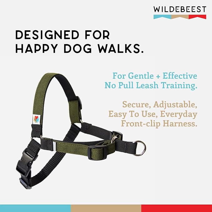 No Pull Dog Harness | Comfortable Training Harnesses | Effective No Pull Harness Design | Ideal for Small Dog and Puppy | 4-Point Adjustable (XS - 15~20 inch Girth, Olive)
