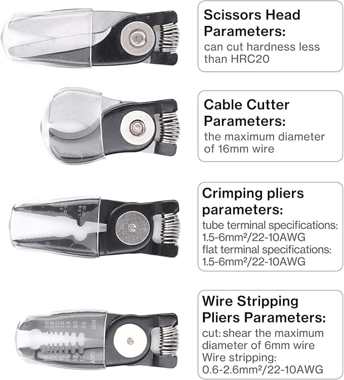 LiebeWH Multifunctional Pliers Set 5 in 1 Combination Interchangeable Pliers Kit with PVC 2 Color Coated Handle for Cutting Stripping Crimping, LiebeWHezng234sbd