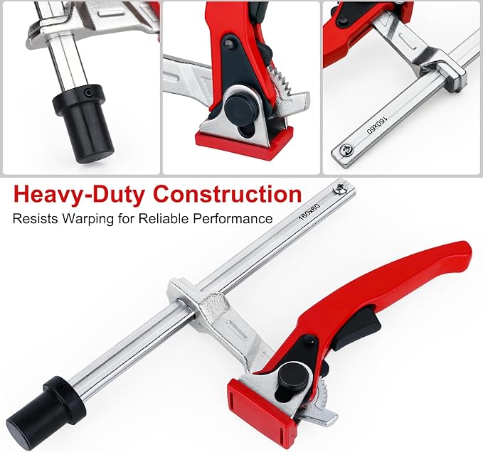 Bench Dog Clamp for Woodworking 3/4" Dog Hole, 2 Pack Quick-Ratchet Bench Clamps with 19mm Non-Slip Bench Dogs, Heavy-Duty Chrome Vanadium, Compatible with MFT Tables and Workbenches