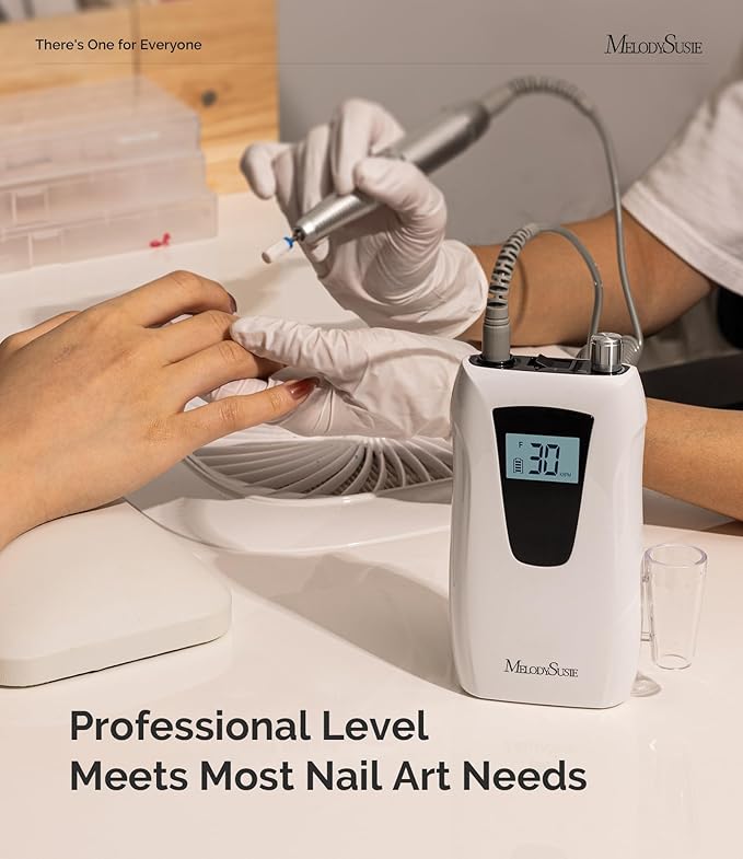 MelodySusie Entry-Level Clip-On Rechargeable Nail Drill, SC320D 30000RPM Essential E-File with LCD Display for Manicure Shaping & Gel Removal, Perfect for Training, Nail Art Practice & Home Use