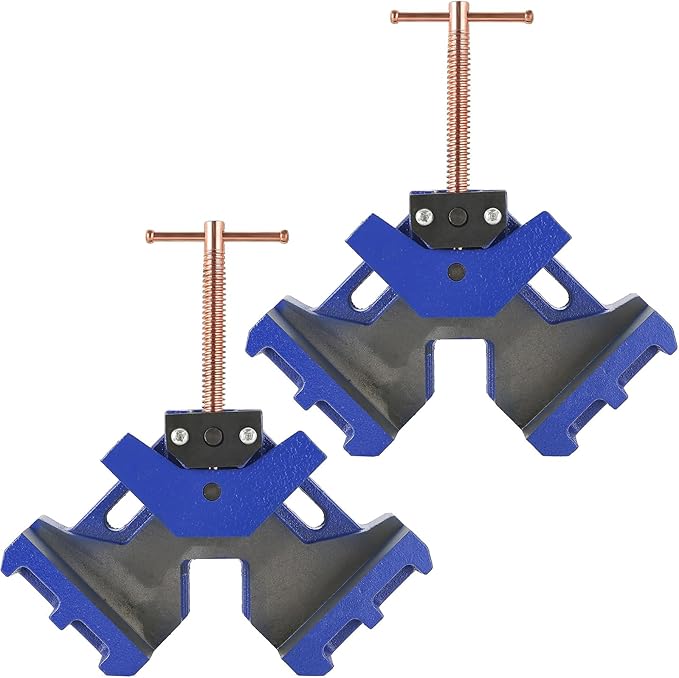 DASBET 2Pack Cast Iron Welders Angle Clamp - Heavy Duty Two Axis Welding Clamp Right Angle 90 Degrees Self Centering Jig and Fixture Clamp for Woodworking Corner Miter