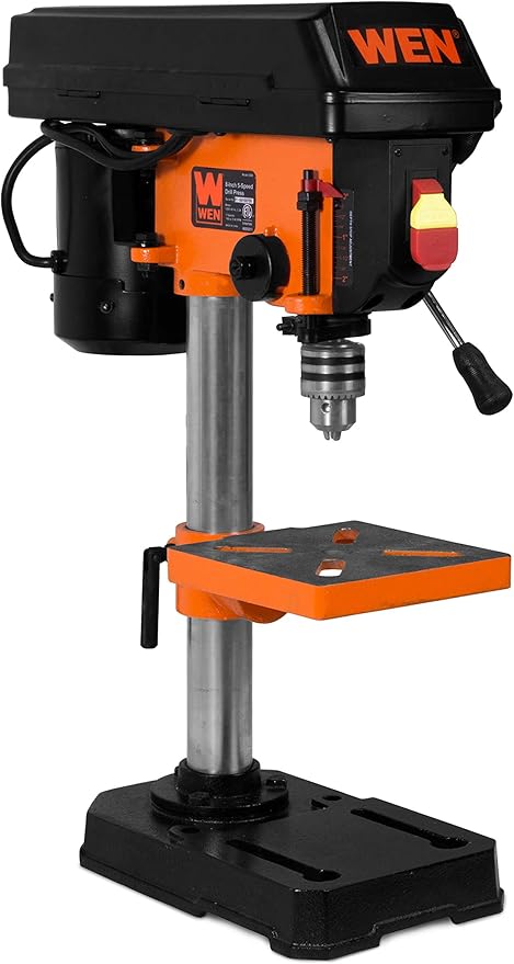 WEN 4208T 2.3-Amp 8-Inch 5-Speed Cast Iron Benchtop Drill Press,Black/Orange & DS164 20-Piece Sanding Drum Kit for Drill Presses and Power Drills