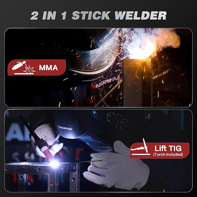 ARCCAPTAIN iControl ARC205 Pro Stick Welder with Lift TIG Torch, [APP Control] 205Amp ARC/Lift TIG Welding Machine, Large LED Display, IGBT Inverter 120V/240V MMA Welder with Hot Start, Arc force