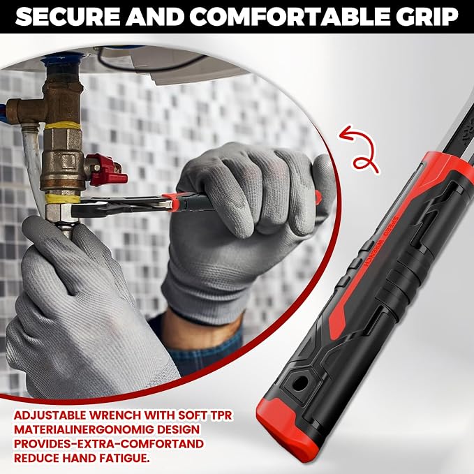2 Pack 8" & 12" Self-Adjusting Pipe Wrench Set | Quick Self-Adjusting: Auto-Grips 3/8" To 1-11/16" Pipe Fittings; Durable Cr-V Steel Build with Non-slip Grip for Plumbers.