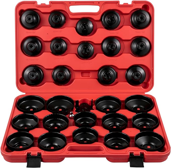 VEVOR Oil Filter Socket Set, 30 Pcs, Steel, Black, 3-Jam Wrench