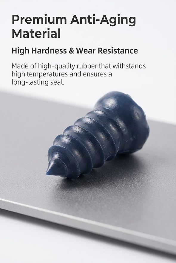 65 PCS Tire Repair Rubber Nails Kit with 2 Tubes of Black Tire Sealant Glue, 2026 New Screw in Tire Plugs Kit, Fast Self-Service Tire Repair Screws Kit for Car Motorcycle Truck Tractor Puncture Repair