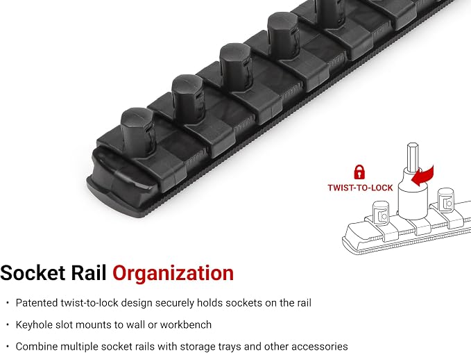 TEKTON Hex Bit Socket Set, 8-Piece | SHB91106 | 3/8 Inch Drive, (1/8 - 3/8 in.), Socket Rail