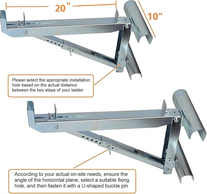 Ladder Jacks 2 Pack Scaffolding Platform Bracket - Two-Rung Short Body Extension Ladder Jack for Working 20 inch Stage