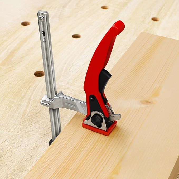 Bench Dog Clamp for Woodworking 3/4" Dog Hole, 2 Pack Quick-Ratchet Bench Clamps with 19mm Non-Slip Bench Dogs, Heavy-Duty Chrome Vanadium, Compatible with MFT Tables and Workbenches