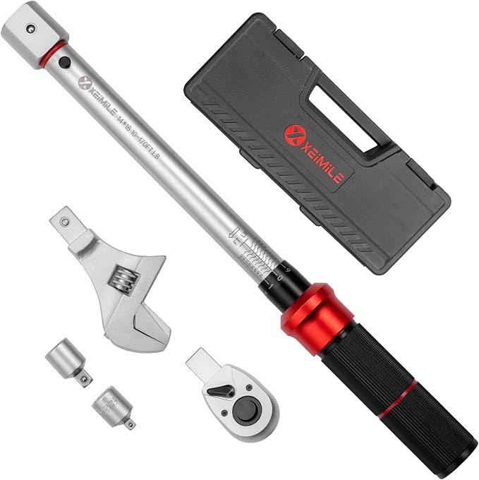 Adjustable Open End Torque Wrench 1/2" Drive-10-170 Ft-Lb for HVAC | 40MM 1/2 Inch Pound Torque Wrench(13.6-230.5Nm), Interchangeable Jaw&Ratchet Head for Car, Moto, Narrow Pipeline